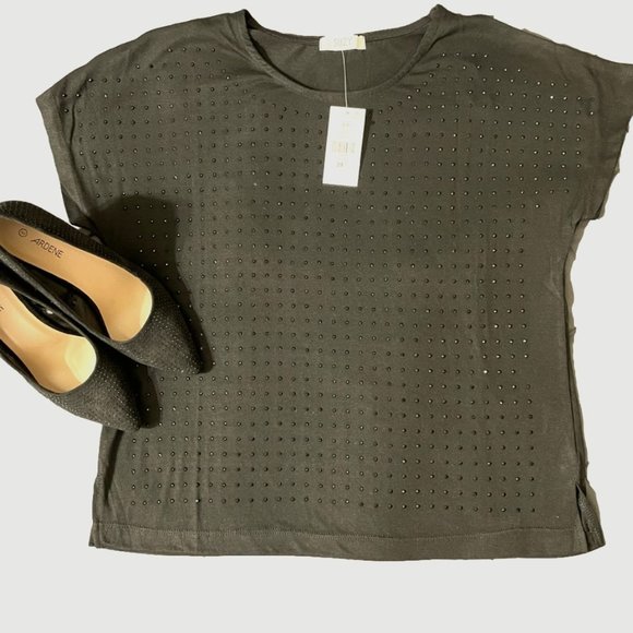 Suzy Shier Shoes - Sparkle Bundle Size 8 Studded Stiletto Pumps & Small Sequin Top NWT